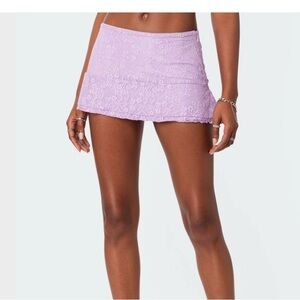 Edited Lavender Lace Mini Skirt